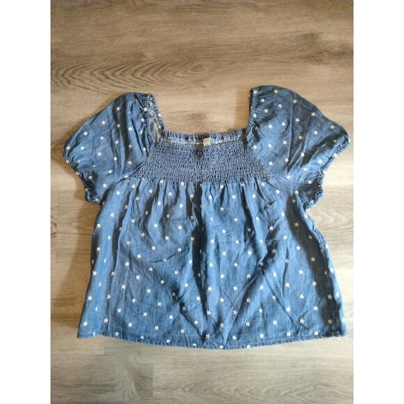 Women's medium denim top short sleeve / Old Navy - Picture 1 of 4